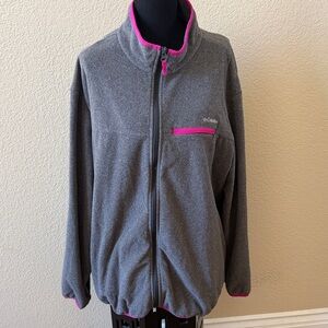Columbia Women's Gray Fleece Jacket with Pink Trim
